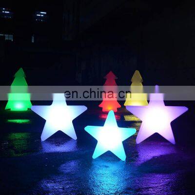 Christmas tree decorative led light /event wedding rechargeable PE plastic led tree star snow led Christmas decorative lights