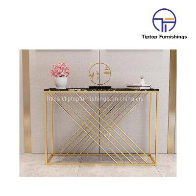 European antique rose gold stainless steel console table