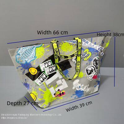 Oversize wholesale recycle promotional waterproof laminated PP woven shopping tote bag