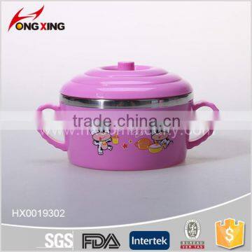 colorful stainless steel bowl with landles and lid                        
                                                                                Supplier's Choice