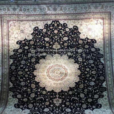 9x12ft Dark Mblue Handmade Silk Persian Carpet for Sitting Room and Meeting Room photo-3
