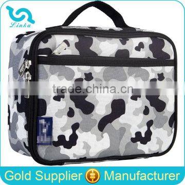 Gray Camo Cube Square Fitness Cooler Lunch Bag,Thermal Insulated Camouflage Cooler Lunch Bag