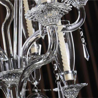 China Wholesale 9 Arms Tall Lampshade Crystal Glass Floor Candelabra photo-2