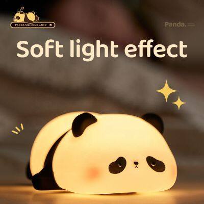 Christmas Gifts Silicone Panda Night Light Cartoon Animal Cute Sleep LED Children's Silicone Night Light for Baby Kid photo-2