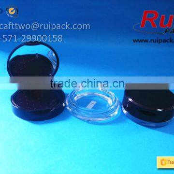 Round Black Compact Powder Case, Double Layer Cosmetic Compact Powder Box for Solid Perfume photo-3