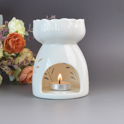 Ceramic Hollow Essential Tealight Candle Holder Aroma Incense Essential Oil Burner Ceramic Wax Melt Burner for SPA Aromatherapy
