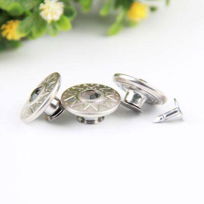 Denim Button Jeans Clothes Engraved Brass and Rivet Jeans Jacket Logo Custom Metal Buttons for Denim Jeans With Diamond photo-3