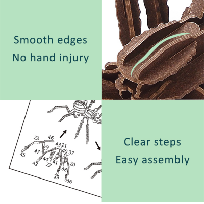 Custom 3D Spider Cardboard Puzzle Toys- DIY Animal Self-Assembling Model Paper Craft Kit photo-4