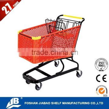 Foshan Jiabao handing mini shopping cart with plastic materials 4 wheels