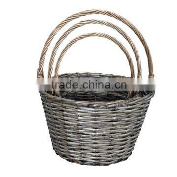 set of 3 grey basket, hanging basket, basket flowers