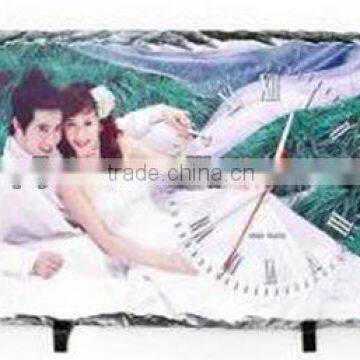 Personalized sublimation printing rock photo frame with clock, rectangle shape with footstand