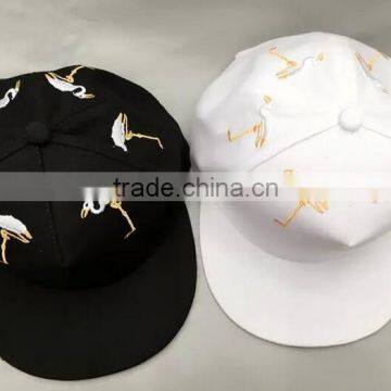 Latest Design Cute Animal Red-crowned Crane Embroideried Man Women Lovers Flat Snapback Hats photo-2