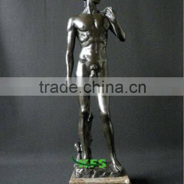 Bronze nude David statue