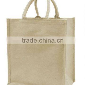 2016 Reusable six wine bottle juco bag with woven cotton handles