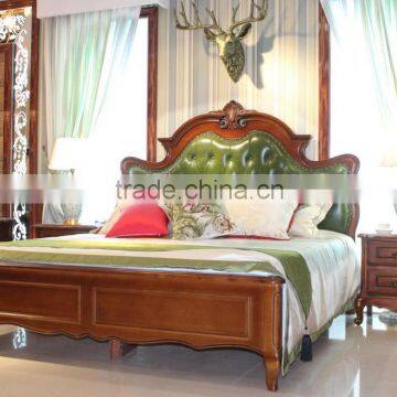 Antique bedroom furniture set solid wood double size bed AET-KM21