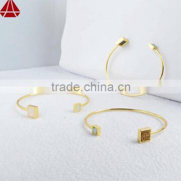 Endless Jewelry Customer Design Adate Druzy Chalcedony Bezel Bracelet Bangle Cuff photo-4