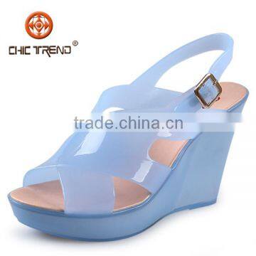 2014 Fashion Candy Color Sandals Transparent Jelly Shoes Fish Mouth Wedges Sandals