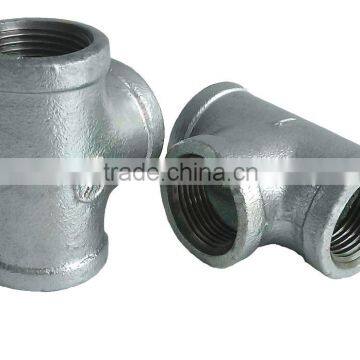 British standard BS thread galvanized malleable iron pipe fittings tee