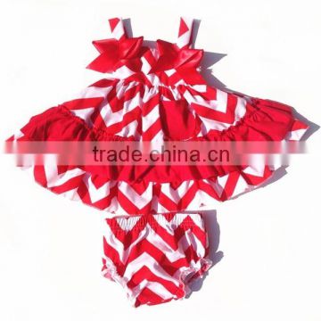 2015 new arrival baby swing top set red chervon ruffle swing top china factory cheap kids clothing wholesale