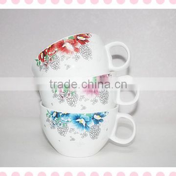 round shape flower printed new bone china soup mug for wholesale