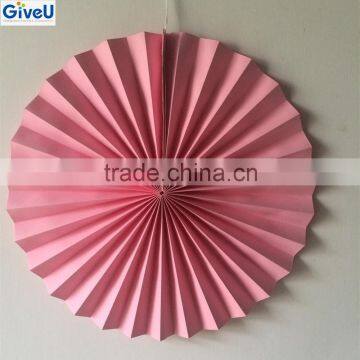 Pink Color D20cm 90gsm Woodfree Paper Fan Show Pieces for Home Decoration Weding Party