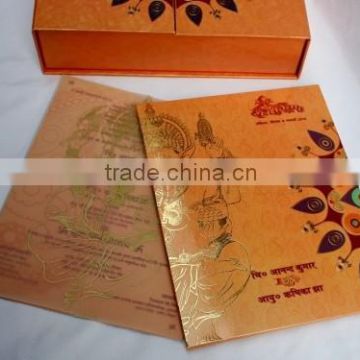 Foil printed Indian wedding card