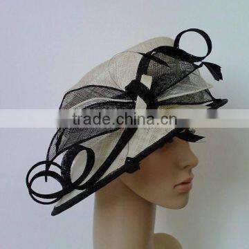 Wholesale Ivory /black sinamay hat