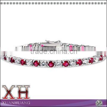 Gemstone Cubic Zirconia Ruby Tennis Bracelet