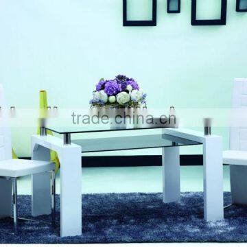 two tier tempered glass modern design dining table