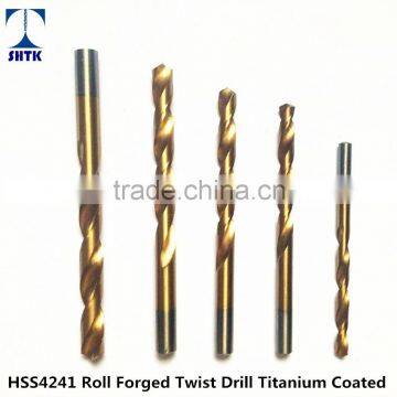 Factory Sales Directly, HSS 4241Roll Forged Twist Drill Bit, Titanium Coated