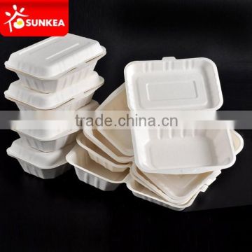 Great carryout sugarcane pulp food container with lock lid