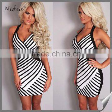 Modern ladies Halter stripe cheap beachwear dresses women