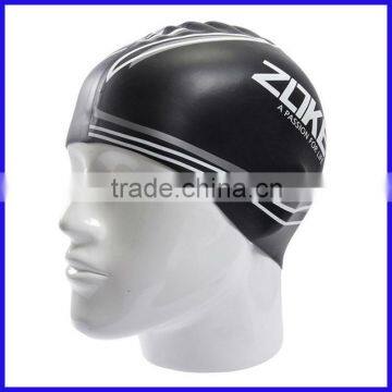 adult black silicone rubber hair protective swimming swim cap