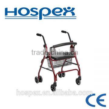 High quality Aluminium rollator plated red colour rollator with seart rollator walker