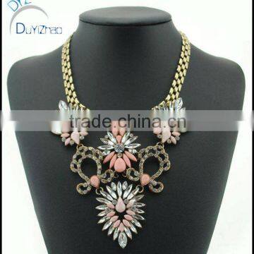 alloy flower gold statement necklace