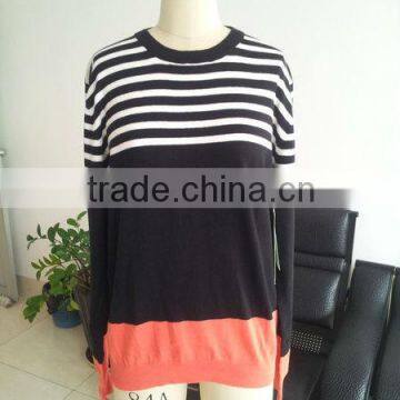 2013 spring summer women sweater , stripe block, intarsia knitted