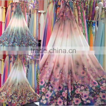 100% Polyester flowers digital printed chiffon fabric for cheap sale