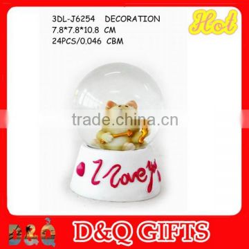 Custom home decoration craft 45mm christmas mini cats snow globe