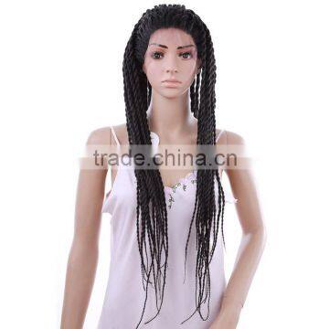 30" Japanese Fiber Micro Pre Braided 3x Box Braids Large African American Synthetic Lace Front Braided Wigs photo-2