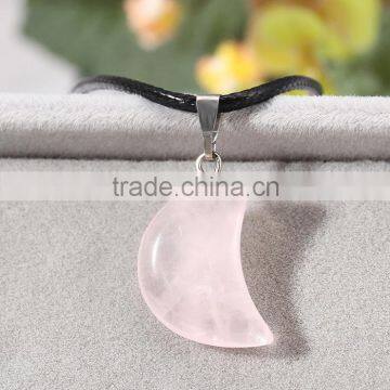 Trending stone accessories for women jewelry girl pink moon necklace