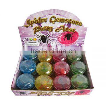 HOT Crystal diamond Gemstone Spider frog fish lizard insect red yellow blue green pink purple Putty slime toy