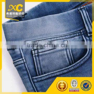 Weft knit stretch terry stretch indigo denim jeans fabric