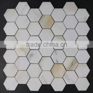 Calacatta golden hexagon shape mosaic tiles