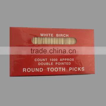 Double point 1000pcs wooden round toothpicks