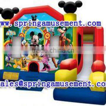 Latest design and cheap inflatable Mickey Mouse combo, inflatable jumping castle, inflatable slip and slide