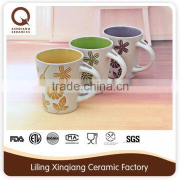 11oz ceramic mug with spoon in handle glazed mug with silk print