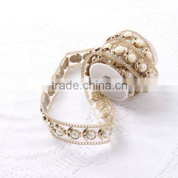 New arrival Hotfix Chain Rhinestone And Pearl Mesh For Wedding Dress