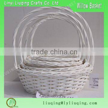 Large white wicker Flower baskets 3set white wicker baskets