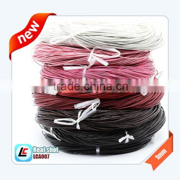 wholesale price colorful real leather cord for bracelet making, bulk 1mm genuine leather cord