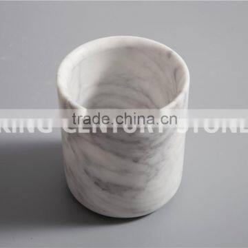 China Supplier Statuary White Brush Pot Marble Bathroom Accessories